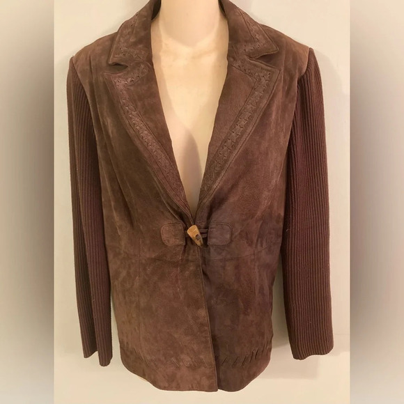 Peter Nygård Brown XL Suede Leather Sweater Jacket - Picture 2 of 16
